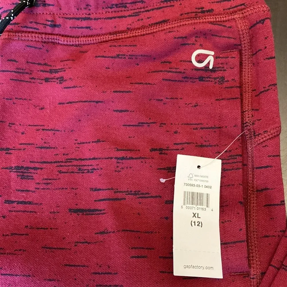 NWT GAP FIT KIDS Space-dye Red/Black Joggers Youth Size XL (12)